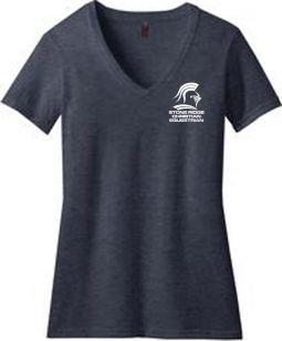 Ladies Perfect Blend V-Neck Tee, Heathered Navy